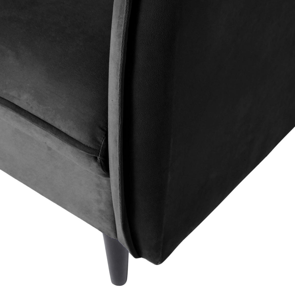 3-SITZER-SOFA JULI Samt Schwarz  - Schwarz, Design, Holz/Textil (203/86/100cm) - P & B