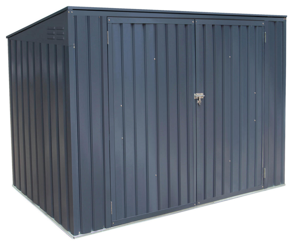 MÜLLTONNENBOX - Dunkelgrau, Basics, Metall (235/131/100cm) - Ambia Garden