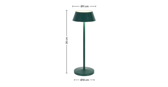 AKKU-TISCHLEUCHTE 11/30 cm  - Dunkelgrün/Schwarz, Trend, Kunststoff/Metall (11/30cm) - Novel