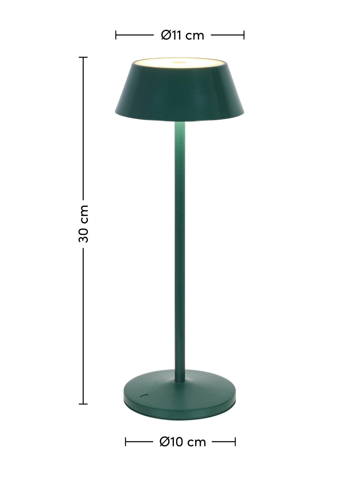 AKKU-TISCHLEUCHTE 11/30 cm  - Dunkelgrün/Schwarz, Trend, Kunststoff/Metall (11/30cm) - Novel