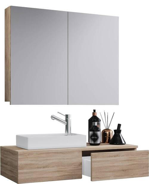 BADEZIMMER  in 85 cm  - Weiß/Sonoma Eiche, MODERN, Keramik/Holzwerkstoff (85cm) - MID.YOU