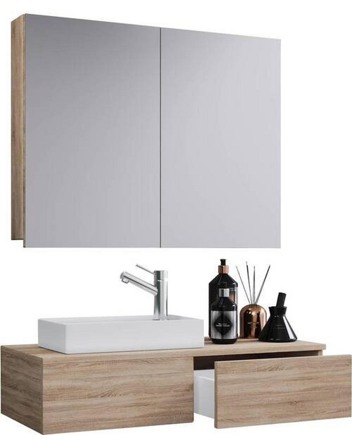 BADEZIMMER  in 85 cm  - Weiss/Sonoma Eiche, Modern, Keramik/Holzwerkstoff (85cm) - MID.YOU