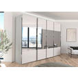SCHWEBETÜRENSCHRANK  in Weiß, Seidengrau  - Chromfarben/Seidengrau, Design, Glas/Holzwerkstoff (316/235/68cm) - Novel