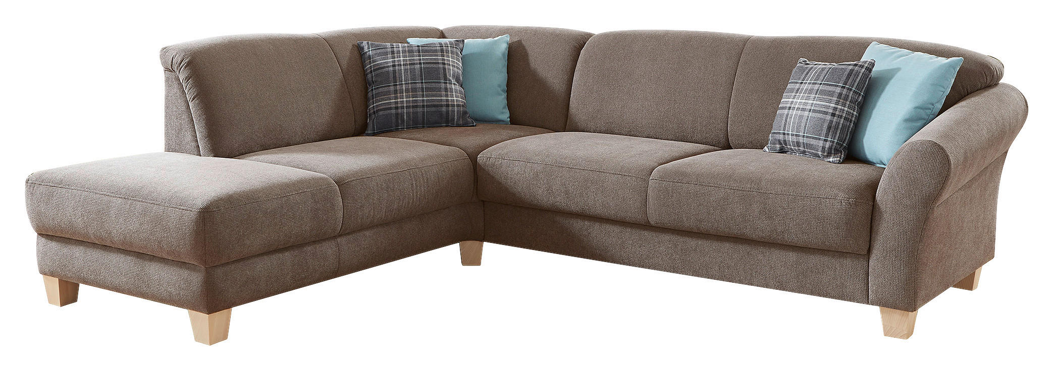 ECKSOFA in Flachgewebe Taupe - Taupe/Naturfarben, Konventionell, Holz/Textil (212/257cm) - Sit & More