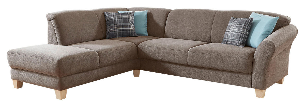 ECKSOFA in Flachgewebe Taupe  - Taupe/Naturfarben, Konventionell, Holz/Textil (212/257cm) - Sit & More