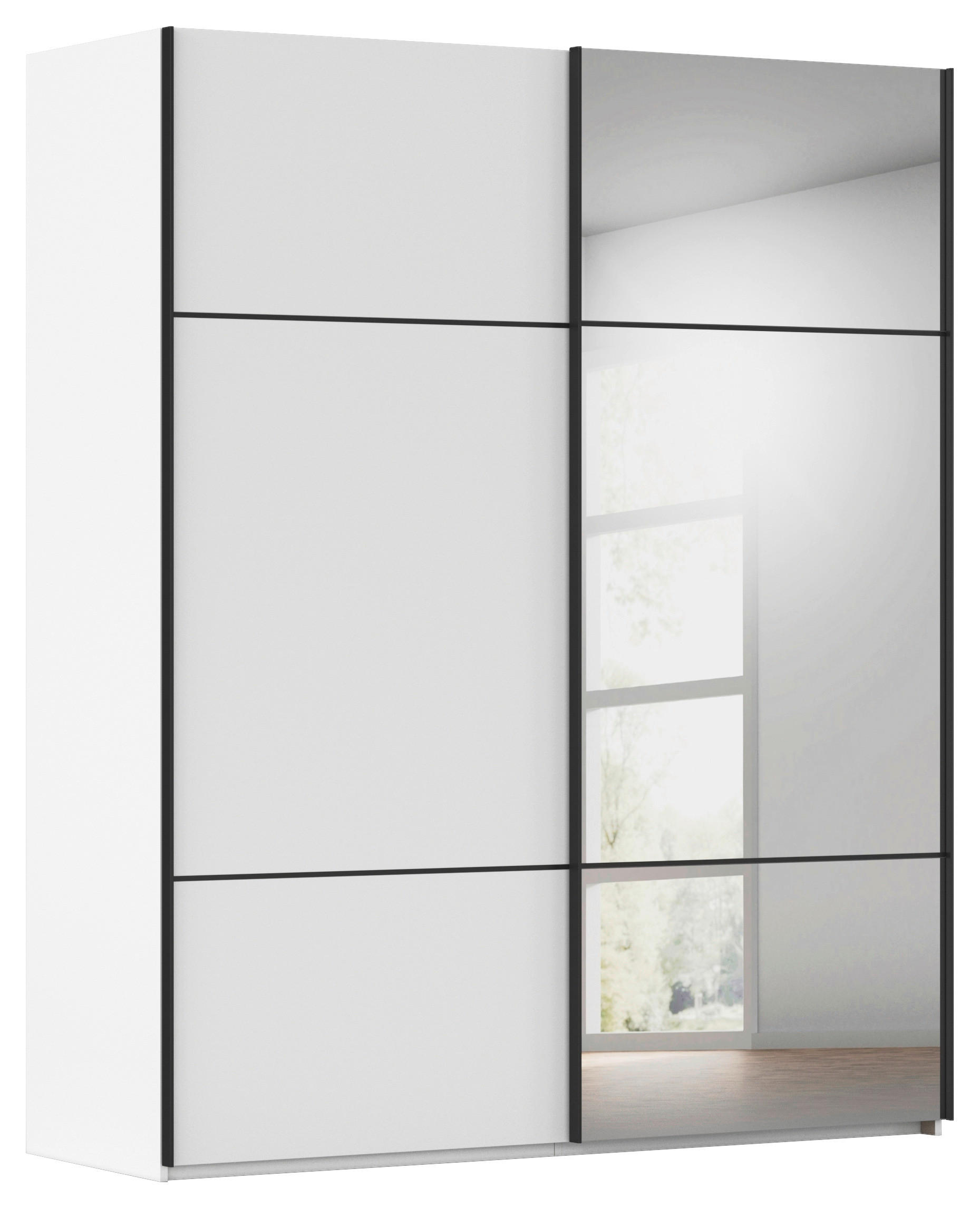 SCHWEBETÜRENSCHRANK in Weiss  - Weiss/Schwarz, Konventionell, Glas/Holzwerkstoff (201/223/68cm) - Novel