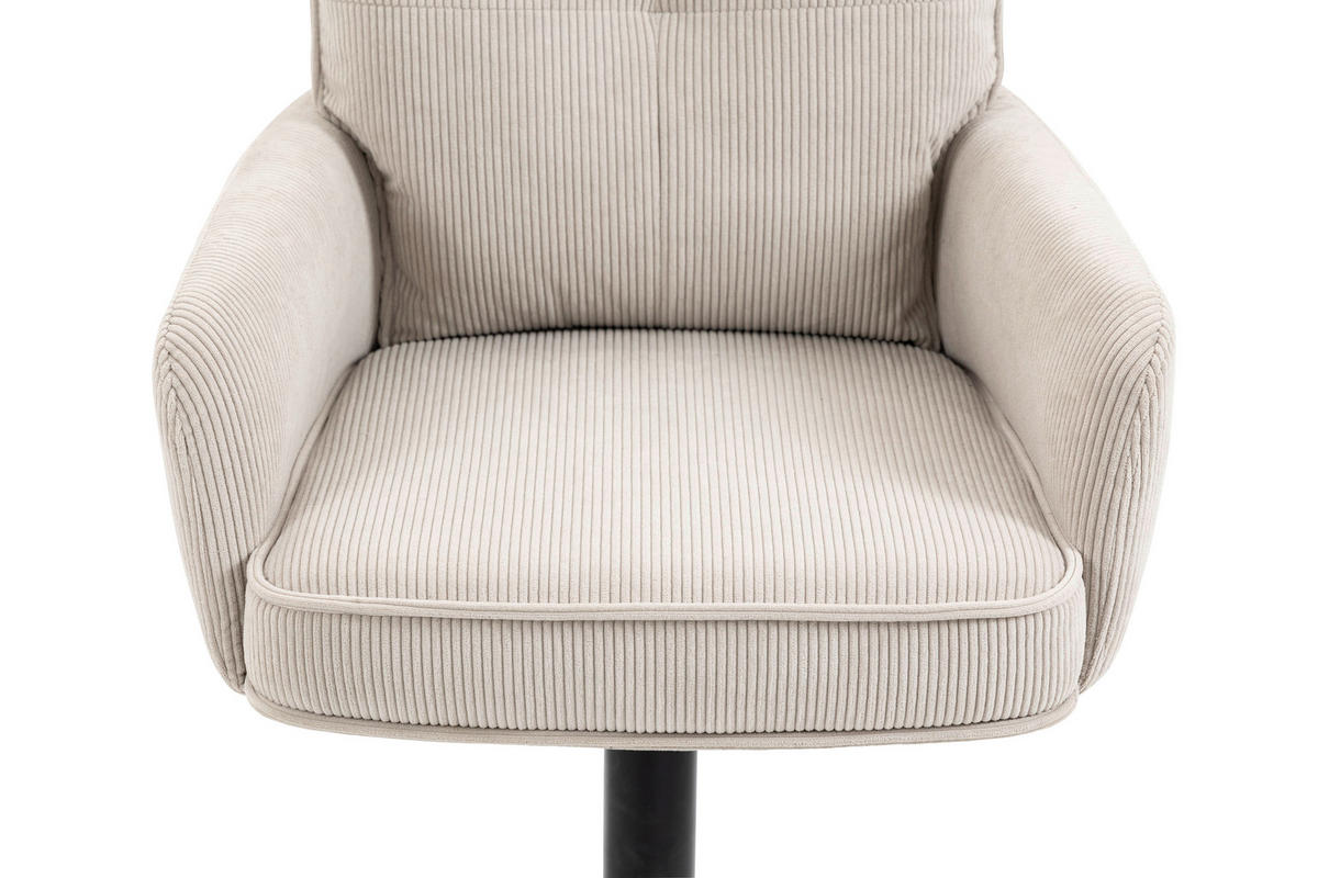 BARHOCKER Cord Beige Eisen Stoffauswahl, Sitzfläche 360° drehbar, inklusive Armlehnen  - Beige/Schwarz, Design, Textil/Metall (54/98-120/58cm) - Novel
