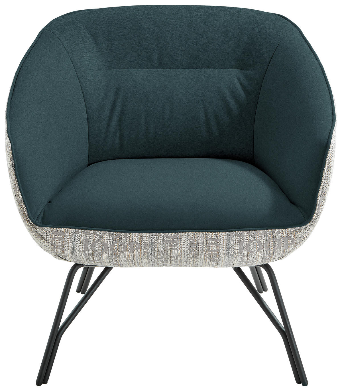 COCKTAILSESSEL - Anthrazit/Petrol, Design, Leder/Textil (76/80/73cm) - Joop!