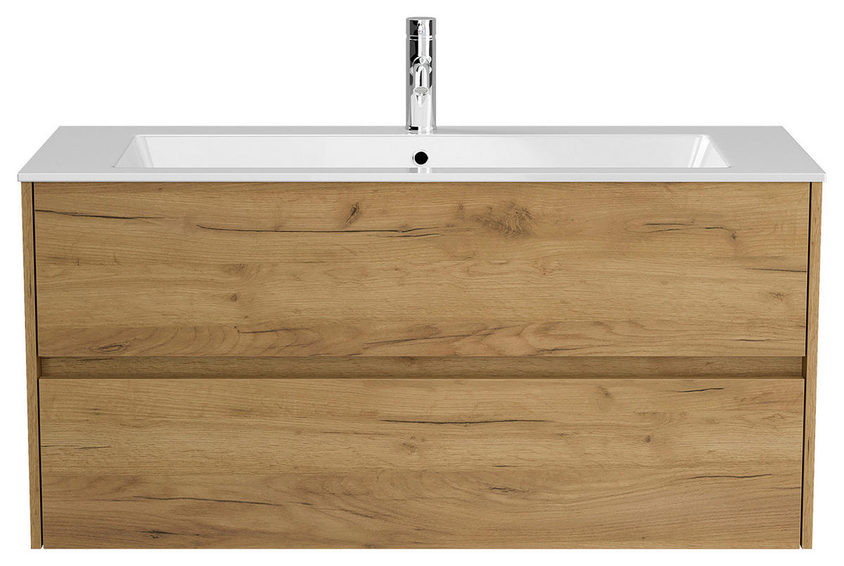 WASCHTISCHKOMBI  - Eichefarben/Weiß, MODERN, Holzwerkstoff/Stein (120/58,5/46,6cm) - MID.YOU