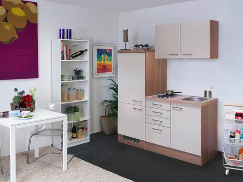 KÜCHENBLOCK 160 cm in Kaschmir - Kaschmir/Edelstahlfarben, MODERN, Holzwerkstoff/Metall (160cm) - FlexWell