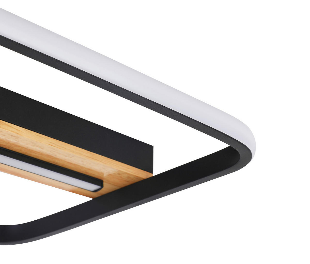 LED MENNYEZETI LÁMPA - fekete/tölgyfa, Basics, műanyag/fa (39/39/6cm) - Novel