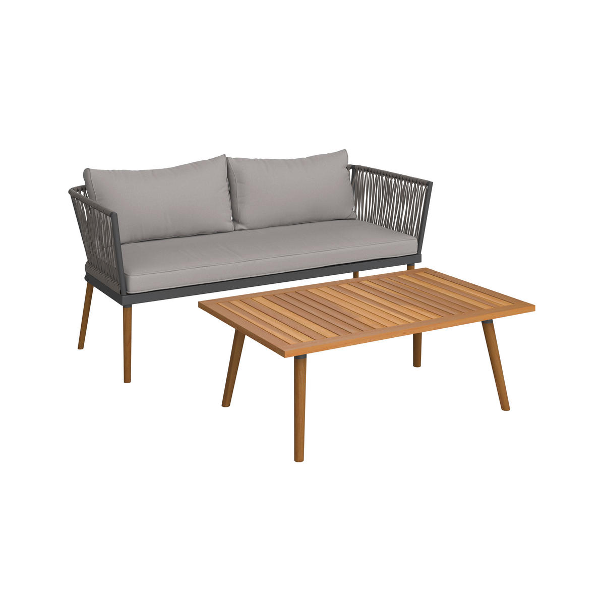 GARTENSET Webstoff Akazie massiv Eisen  - Schwarz/Akaziefarben, MODERN, Holz/Textil (110/161,7/40/75,8/70/77cm) - Ambia Garden