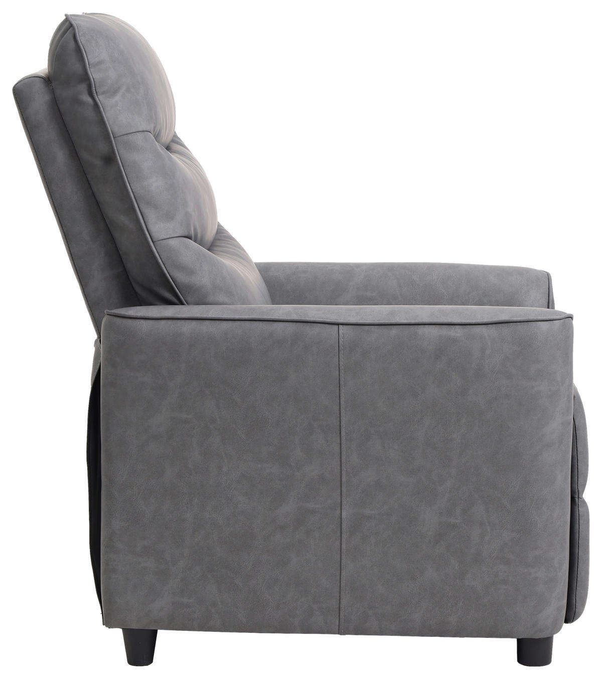 FERNSEHSESSEL in Lederlook Grau  - Schwarz/Grau, Konventionell, Textil/Metall (76/105/88cm) - MID.YOU