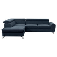 ECKSOFA inkl. Funktion Idylla Dunkelblau Flachgewebe  - Schwarz/Dunkelblau, Design, Textil/Metall (200/250cm) - Stylife