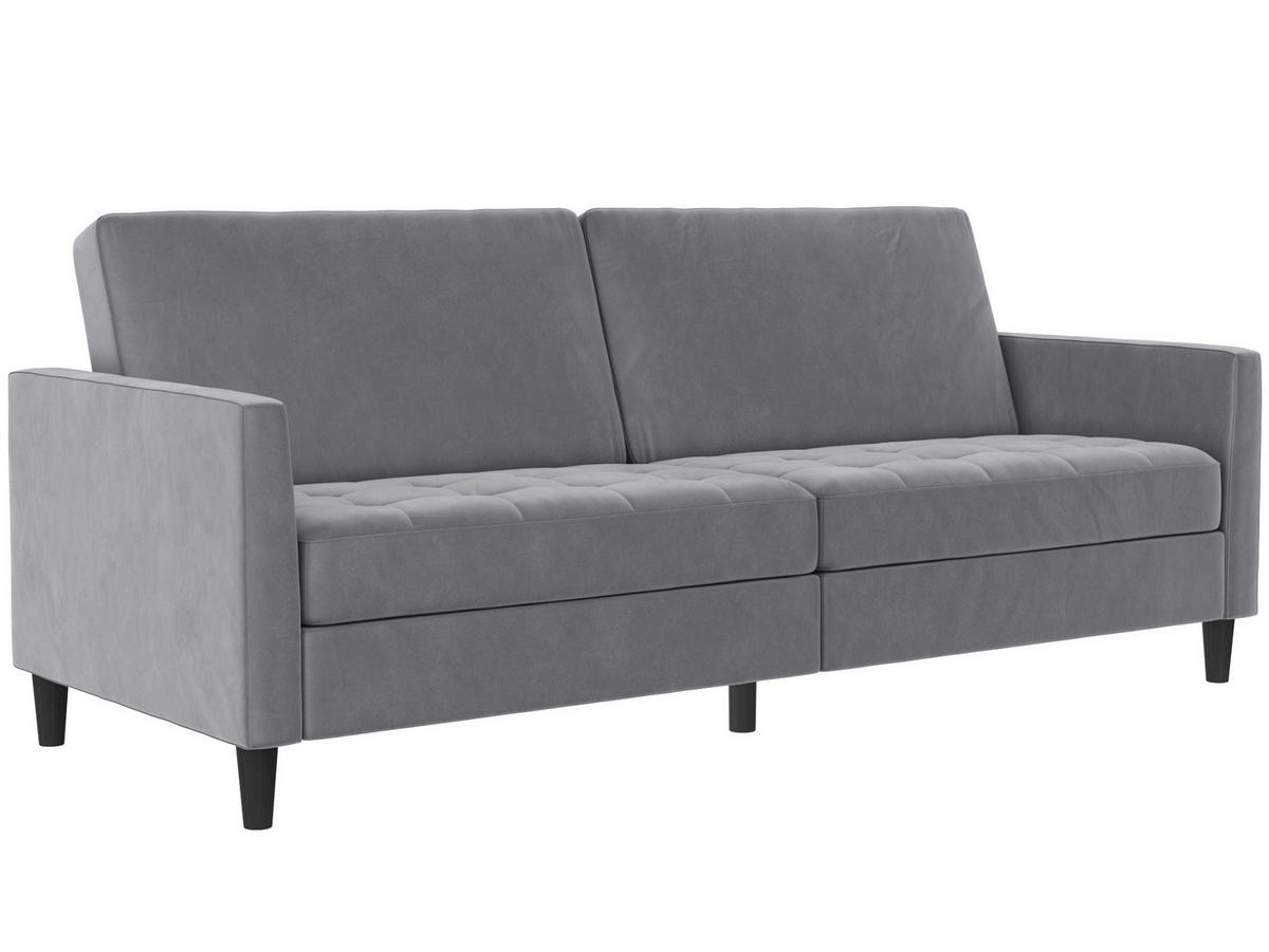 SCHLAFSOFA Velours Grau  - Schwarz/Grau, Basics, Kunststoff/Textil (207/86/86cm) - Livetastic