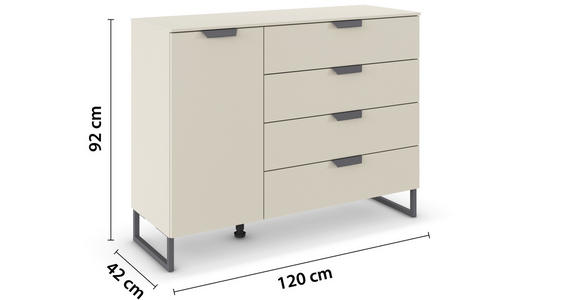 KOMMODE  in 120/92/42 cm  - Champagner/Dunkelgrau, Design, Holzwerkstoff/Metall (120/92/42cm) - Carryhome