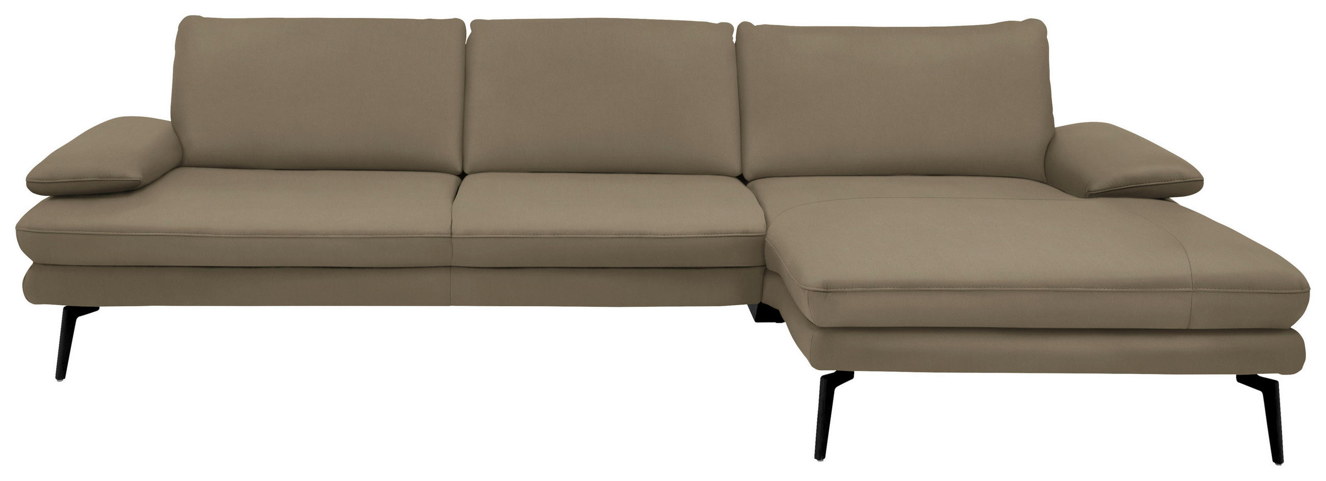 ECKSOFA in Echtleder Beige  - Beige/Schwarz, Design, Leder/Metall (310/180cm) - Dieter Knoll