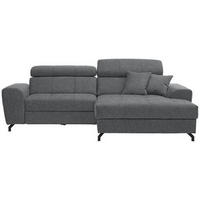 ECKSOFA Grau Velours  - Schwarz/Grau, Design, Textil/Metall (267/181cm) - Carryhome