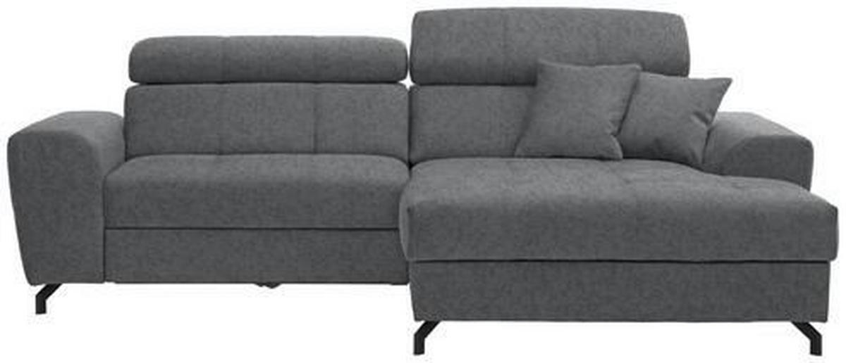 ECKSOFA Grau Velours  - Schwarz/Grau, Design, Textil/Metall (267/181cm) - Carryhome