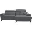 ECKSOFA in Velours Grau  - Schwarz/Grau, Design, Textil/Metall (267/181cm) - Carryhome