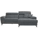 ECKSOFA in Velours Grau  - Schwarz/Grau, Design, Textil/Metall (267/181cm) - Carryhome