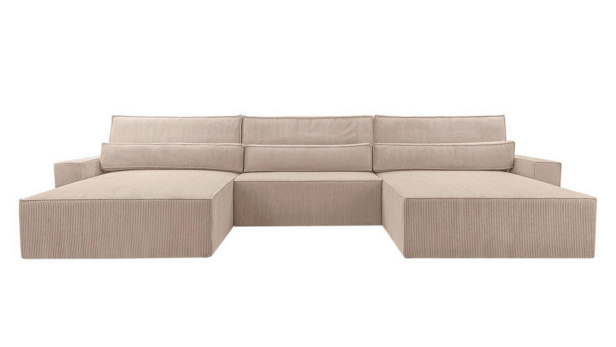 WOHNLANDSCHAFT BRAZIL U in Hellbraun  - Hellbraun/Schwarz, Design, Kunststoff/Textil (200/410/200cm) - MID.YOU