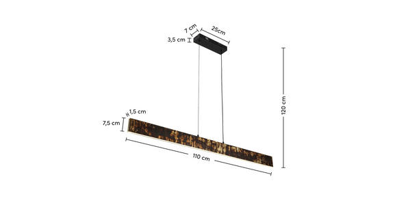 LED-HÄNGELEUCHTE Oxira 110/7/120 cm  - Multicolor/Schwarz, Design, Kunststoff/Metall (110/7/120cm) - Dieter Knoll