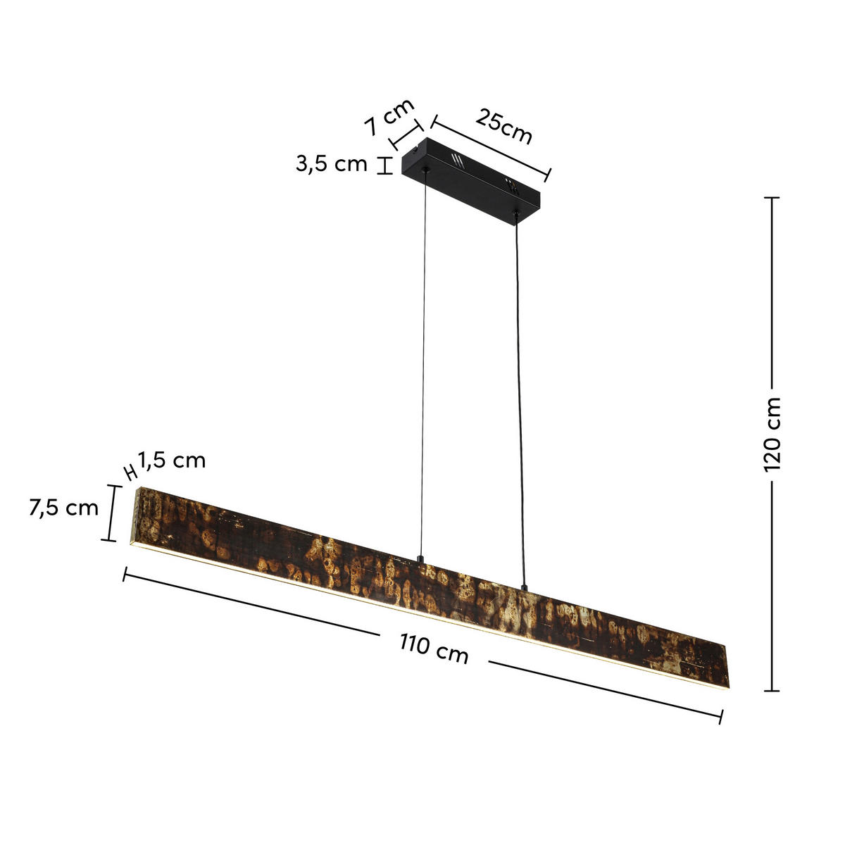 LED-HÄNGELEUCHTE Oxira 110/7/120 cm  - Multicolor/Schwarz, Design, Kunststoff/Metall (110/7/120cm) - Dieter Knoll