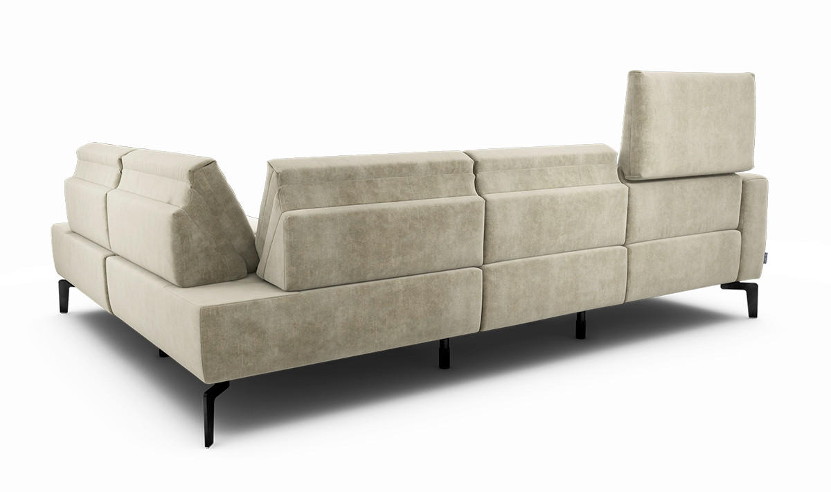 ECKSOFA Cosy Naturfarben Samt  - Schwarz/Naturfarben, Design, Textil/Metall (256/193cm) - SENSOO