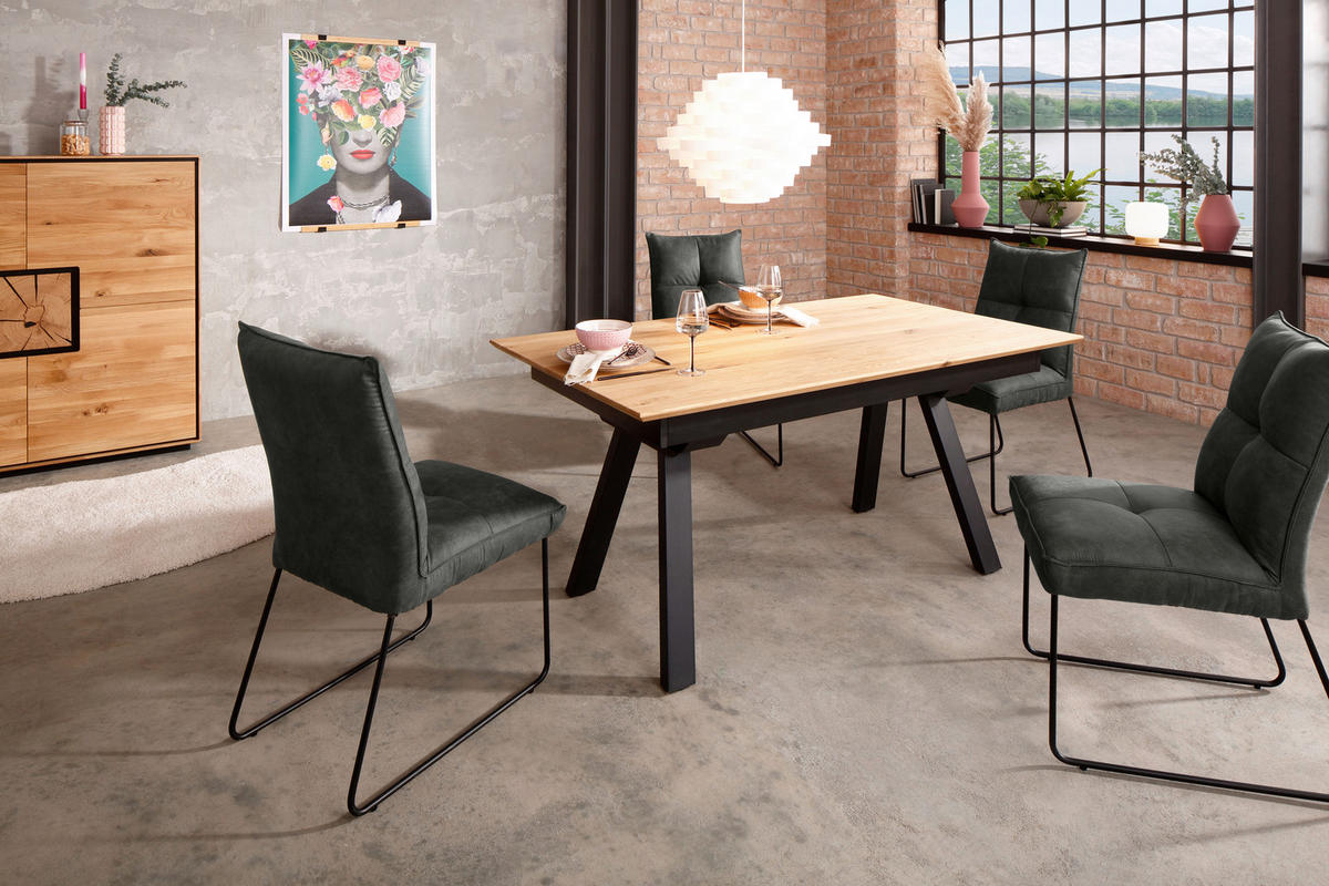 ESSTISCH in Holz 200/100/75 cm  - Schwarz/Braun, Natur, Holz/Metall (200/100/75cm) - Livetastic