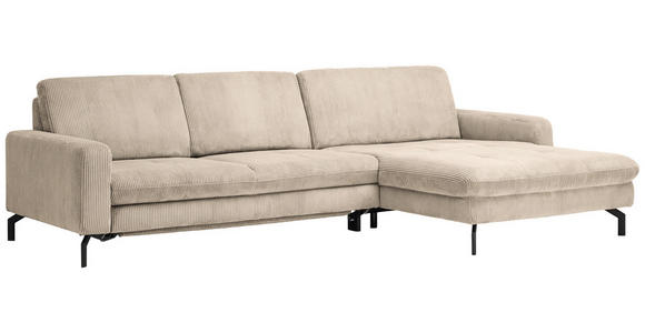 ECKSOFA Beige Cord  - Beige/Schwarz, Design, Textil/Metall (302/178cm) - Carryhome