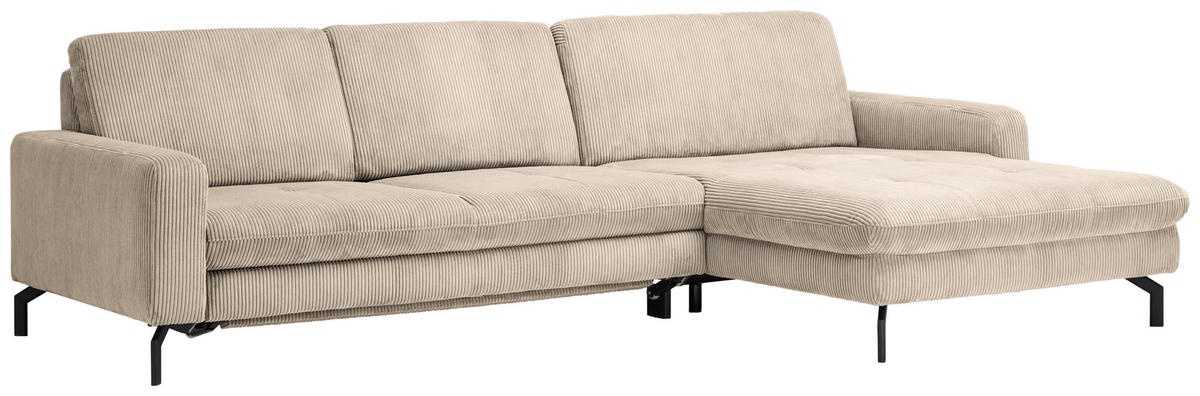 ECKSOFA in Cord Beige  302/178 cm  - Beige/Schwarz, Design, Textil/Metall (302/178cm) - Beldomo Style