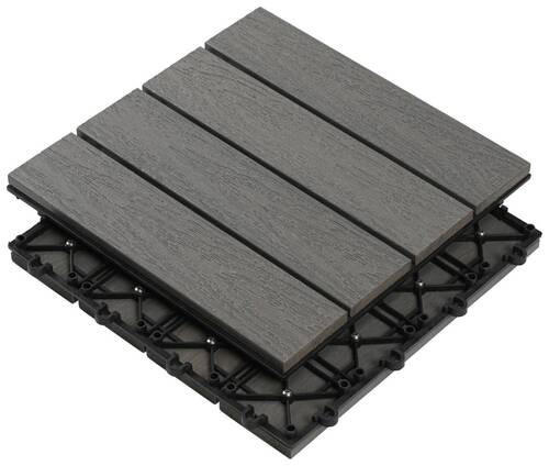 TERRASSENFLIESE Grau 11 Stück  - Grau, KONVENTIONELL, Holzwerkstoff (30/30/2,4cm) - Ambia Garden