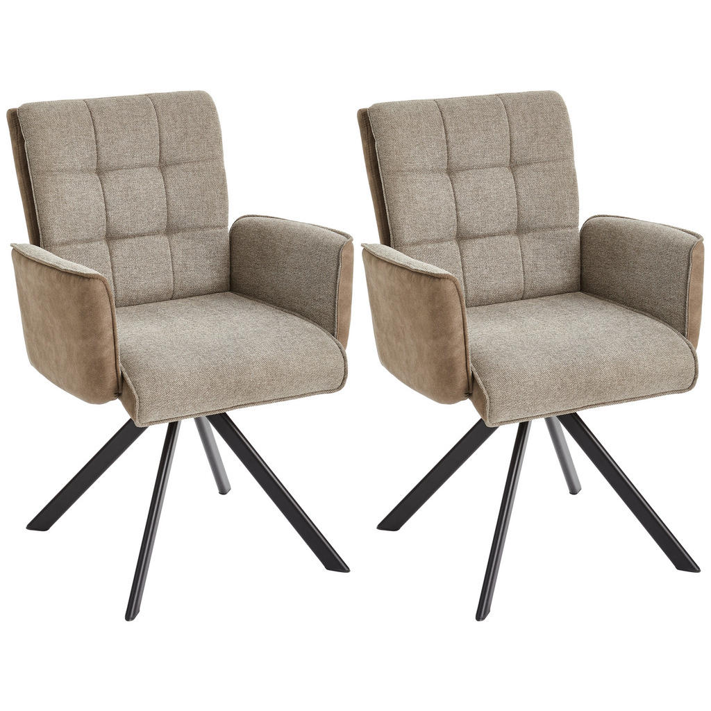 Armlehnstuhl Frida Braun/grau Sitzfläche Drehbar 2er Set