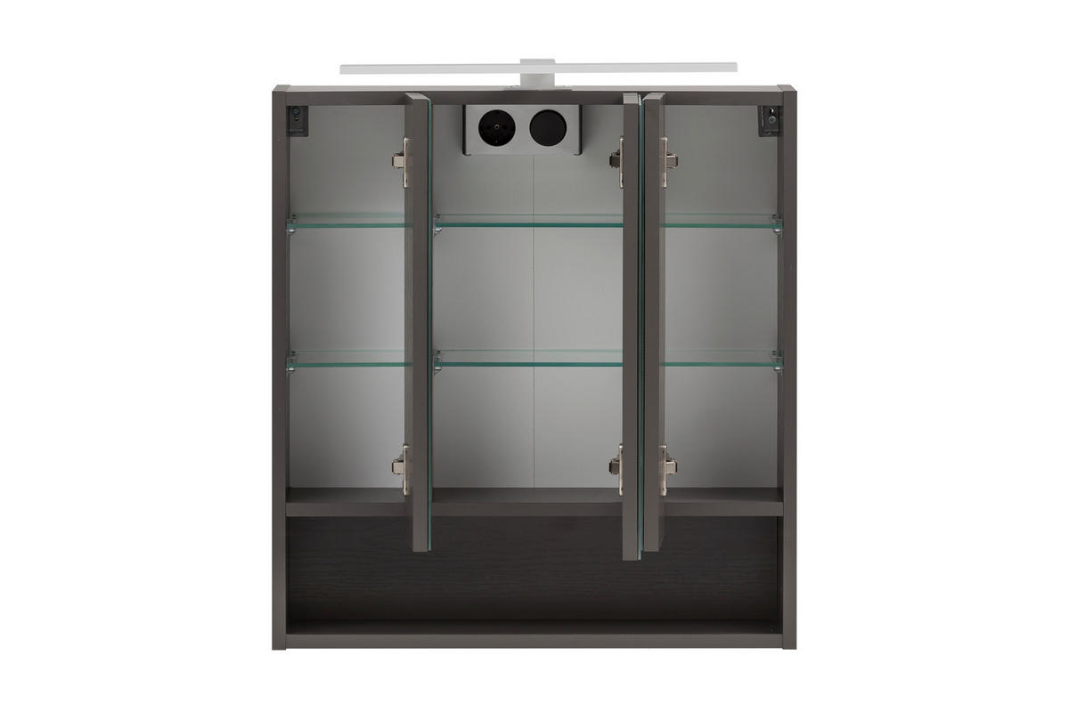SPIEGELSCHRANK 60/64/20 cm  - Alufarben/Graphitfarben, Natur, Glas/Holzwerkstoff (60/64/20cm) - Xora