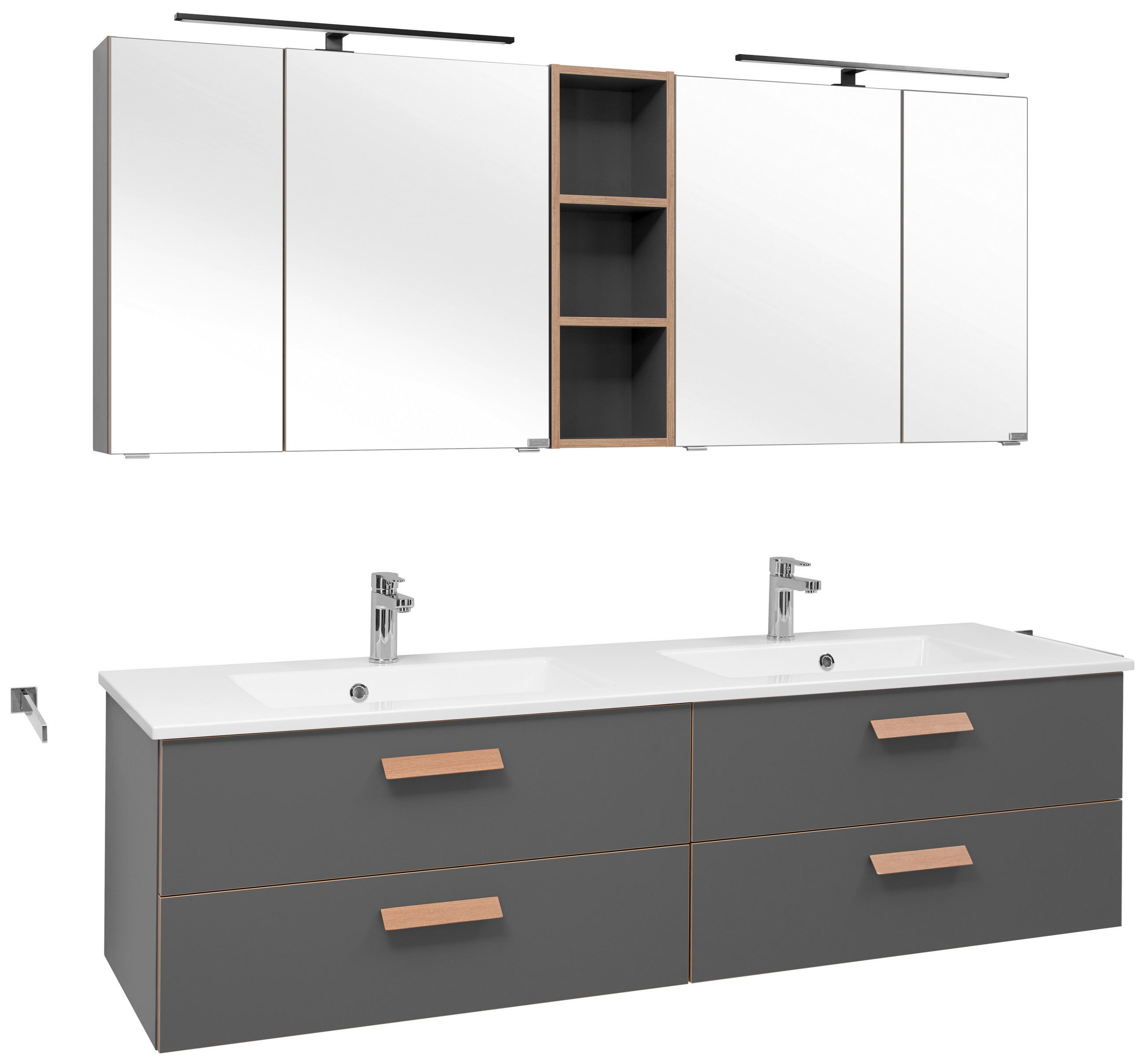 BADEZIMMER in 185 cm - Eichefarben/Eiche Artisan, KONVENTIONELL, Glas/Holz (185cm) - Dieter Knoll