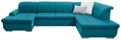 SOFFA i flatväv petrol  - petrol/silver, Design, metall/textil (145/342/208cm) - Livetastic