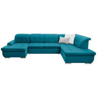 SOFFA i flatväv petrol  - petrol/silver, Design, metall/textil (145/342/208cm) - Livetastic