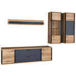 WOHNWAND  in Schwarz, Eichefarben, Dunkelgrau  314,6/208,5/50 cm  - Eichefarben/Dunkelgrau, KONVENTIONELL, Glas/Holzwerkstoff (314,6/208,5/50cm) - Xora