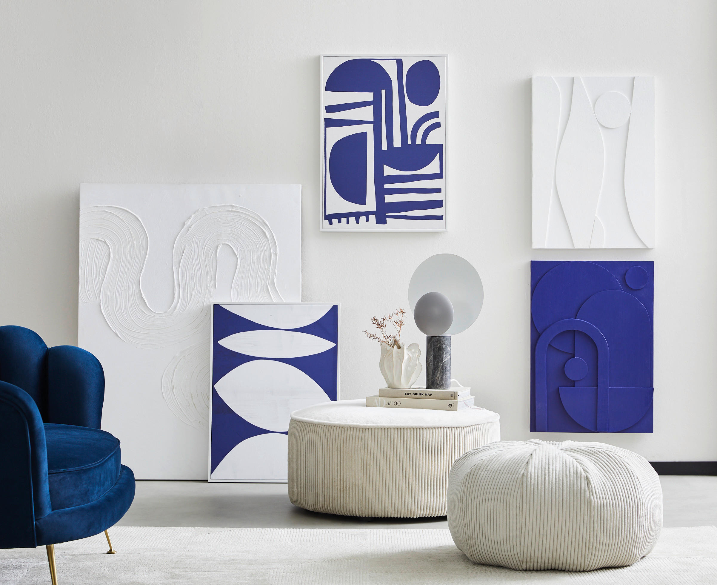 BILD Abstraktes - Blau/Weiß, Trend, Holzwerkstoff/Kunststoff (50/70cm) - Monee