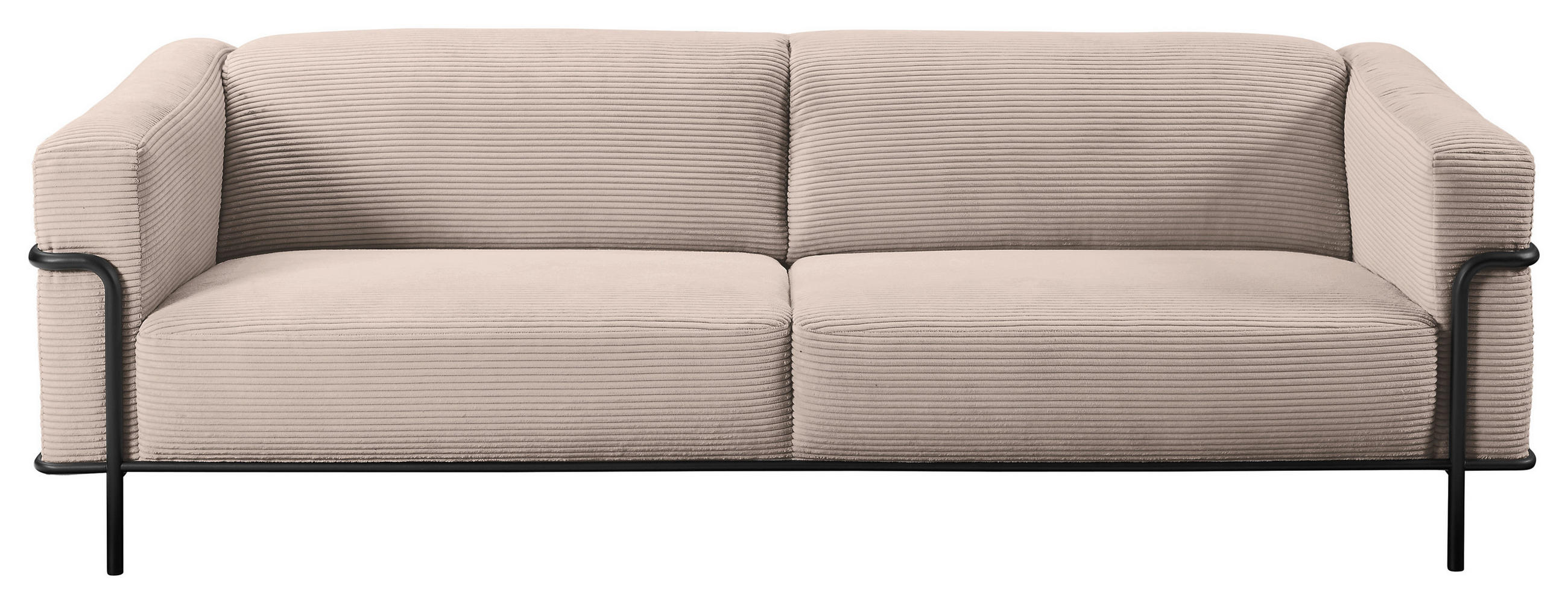 3-SITZER-SOFA in Cord Taupe  - Taupe/Schwarz, Design, Textil/Metall (236/67/96cm) - Johann Jakob
