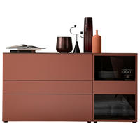 SIDEBOARD Rot, Eichefarben  180/92,4/45 cm  - Eichefarben/Rot, Design, Glas/Holz (180/92,4/45cm) - Schöner Wohnen