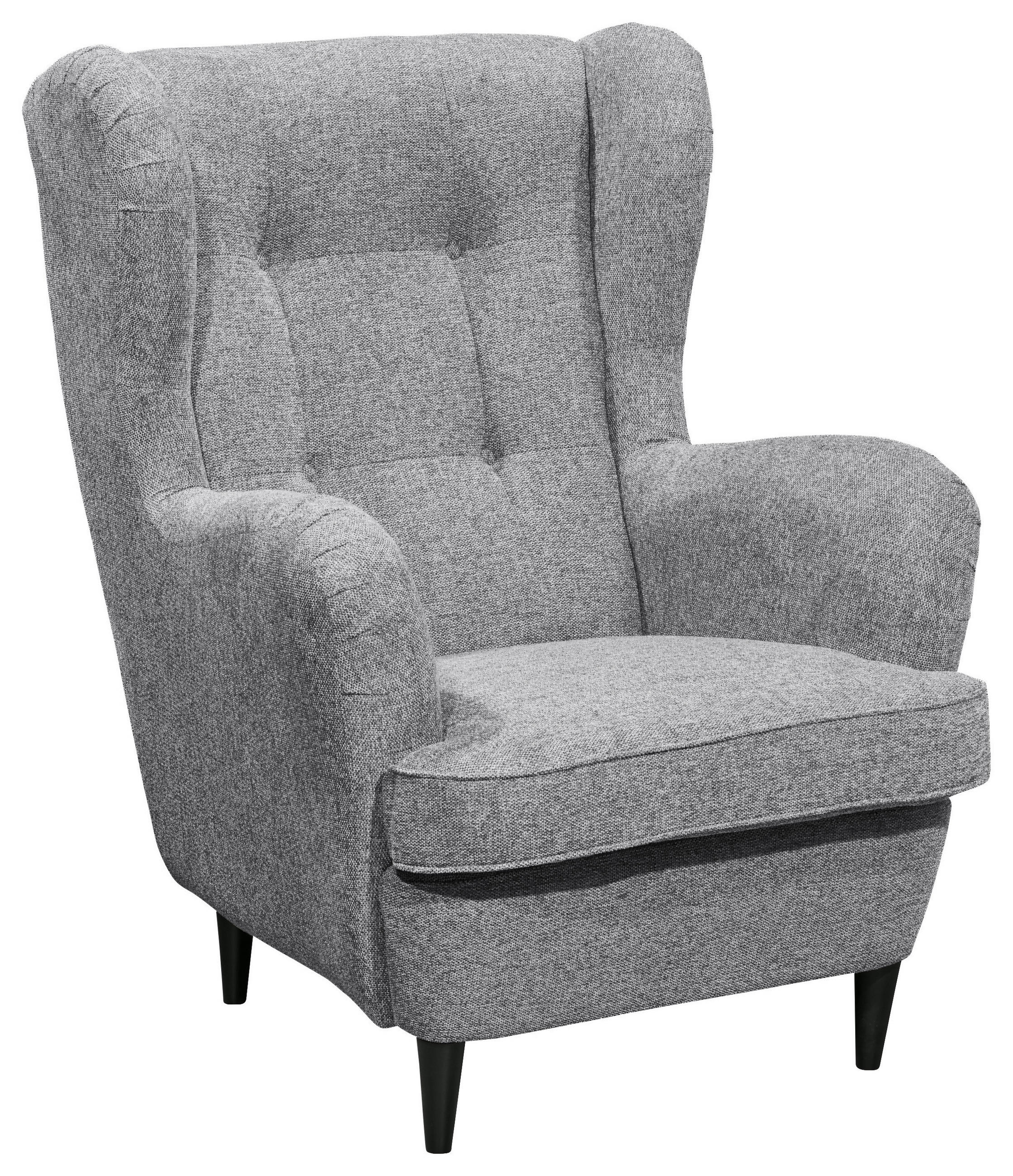 OHRENSESSEL Webstoff Grau  - Schwarz/Grau, Basics, Holz/Textil (78/102/98cm) - Carryhome