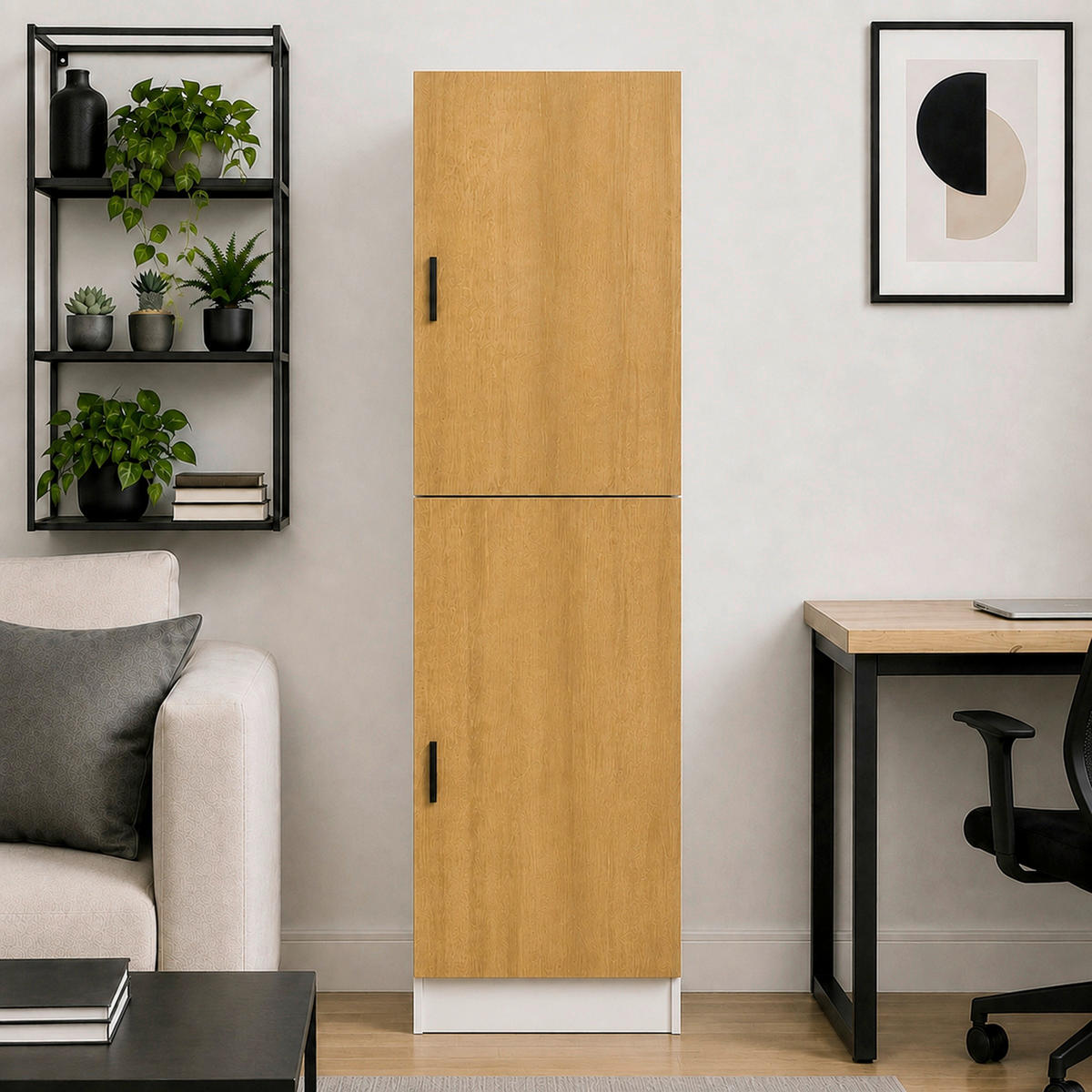 AKTENSCHRANK Weiß, Honigeiche  - Honigeiche/Weiß, MODERN, Holzwerkstoff (52/183/32cm) - MID.YOU