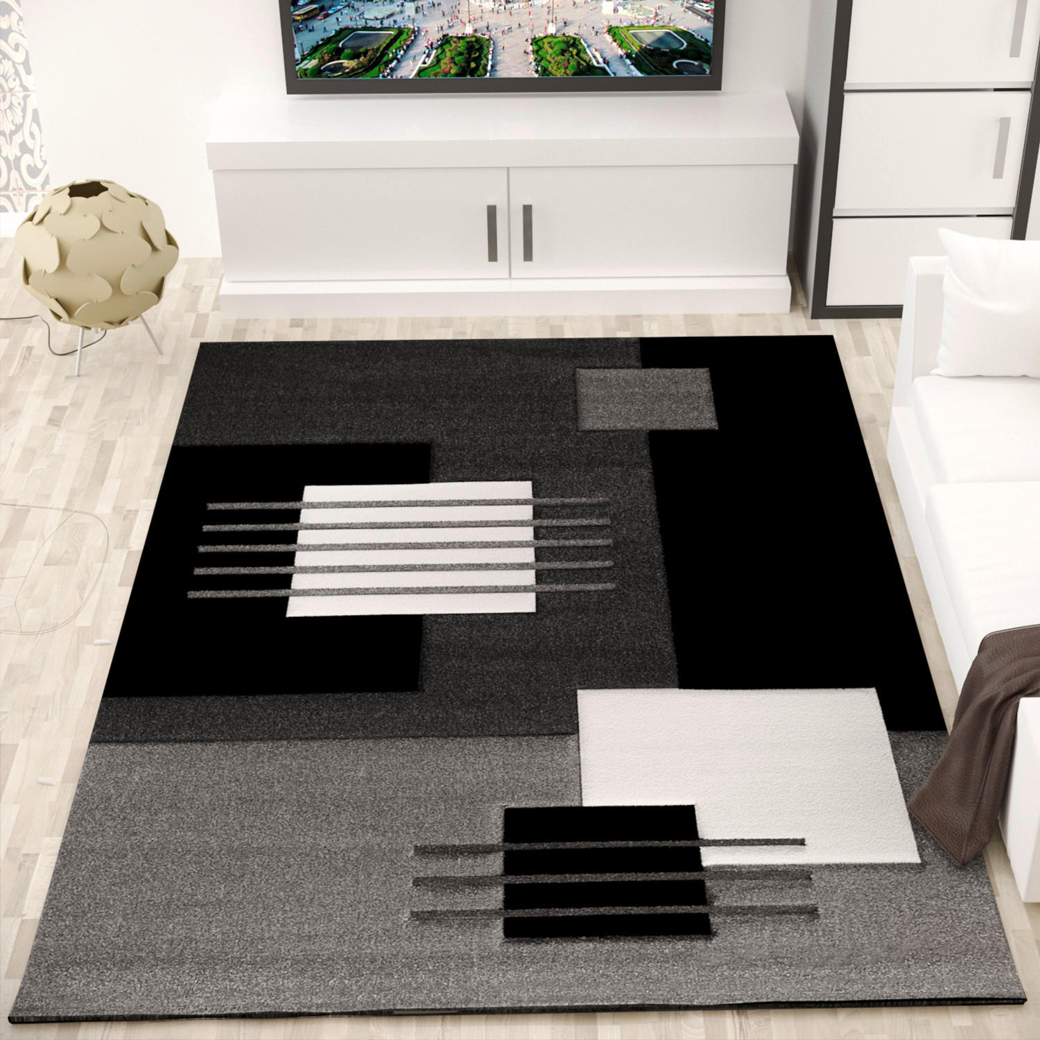 Webteppich Grau Naturfaser Cascada Plus 120x170 cm