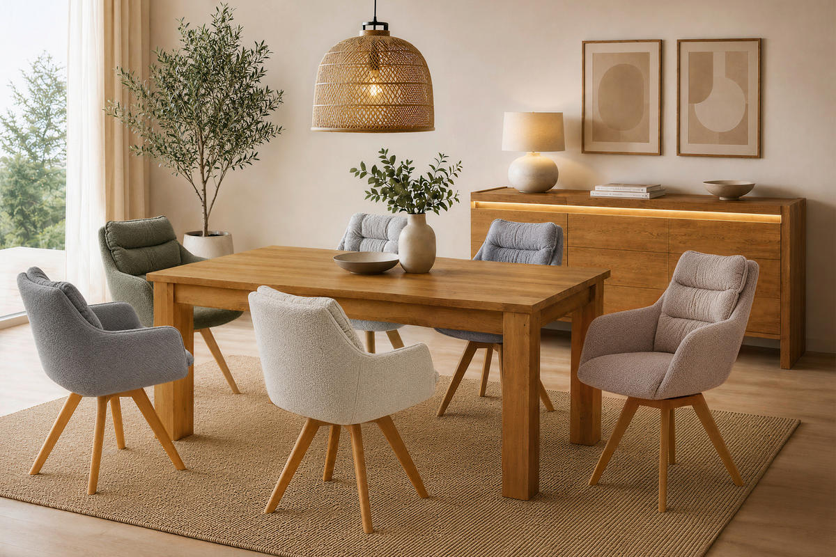 ESSTISCH 160-230/90/76 cm Echtholz  Holz ausziehbar rechteckig Eichefarben  - Eichefarben, Basics, Holz (160-230/90/76cm) - Linea Natura