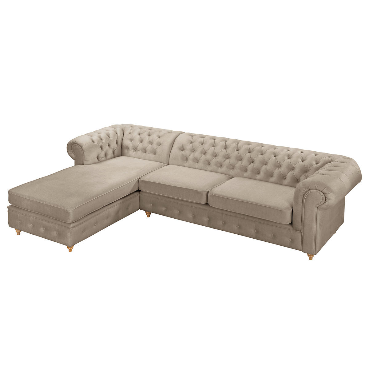 ECKSOFA Mikrofaser Taupe  - Taupe/Braun, Design, Holz/Textil (182/284cm) - P & B