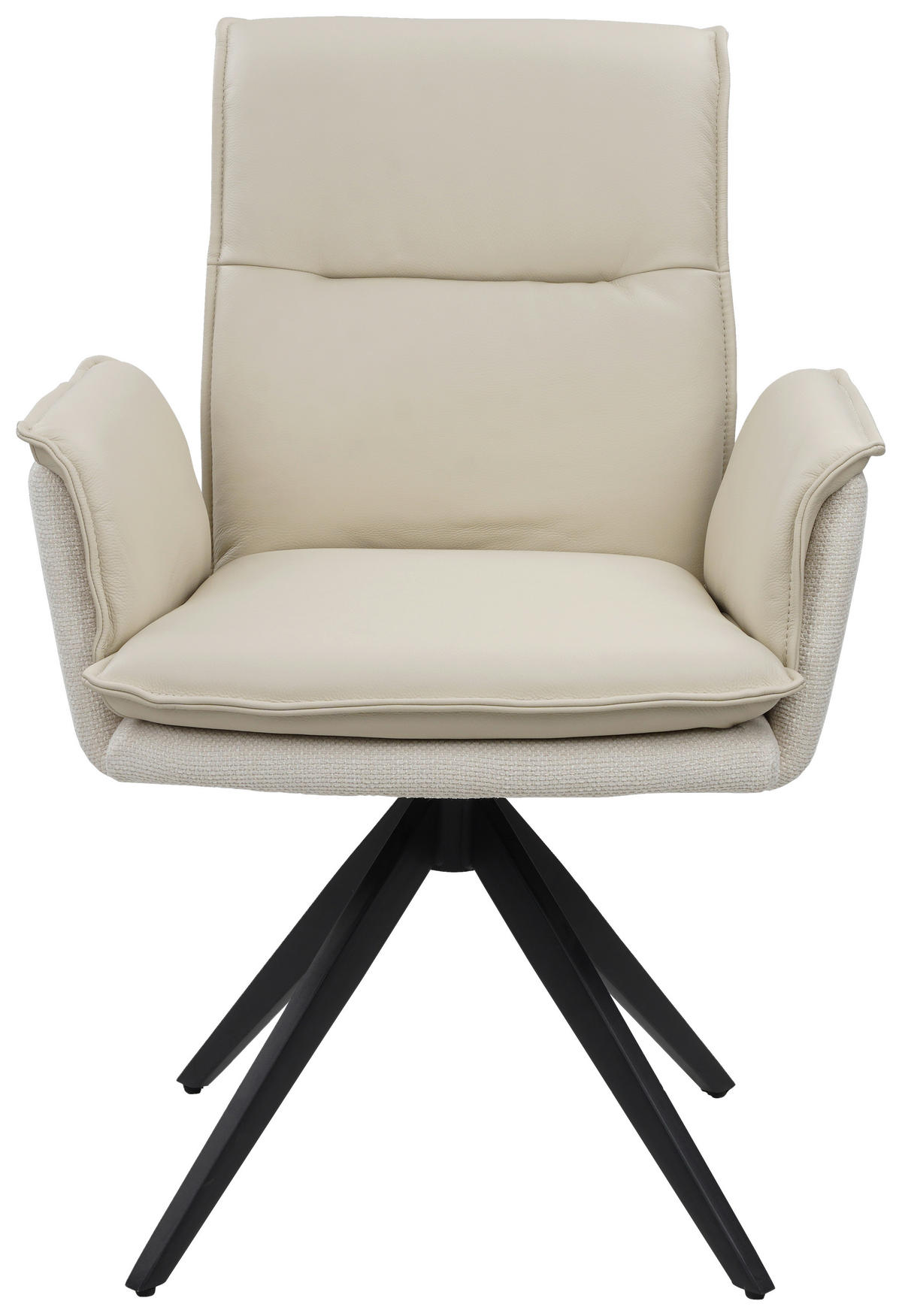 ARMLEHNSTUHL  in Struktur Echtleder pigmentiert  - Beige/Schwarz, Design, Leder/Textil (63/89/65cm) - Novel