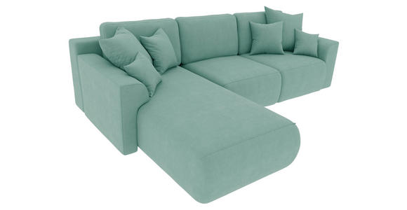 ECKSOFA in Velours Mintgrün  - Chromfarben/Mintgrün, KONVENTIONELL, Kunststoff/Textil (195/293cm) - Carryhome