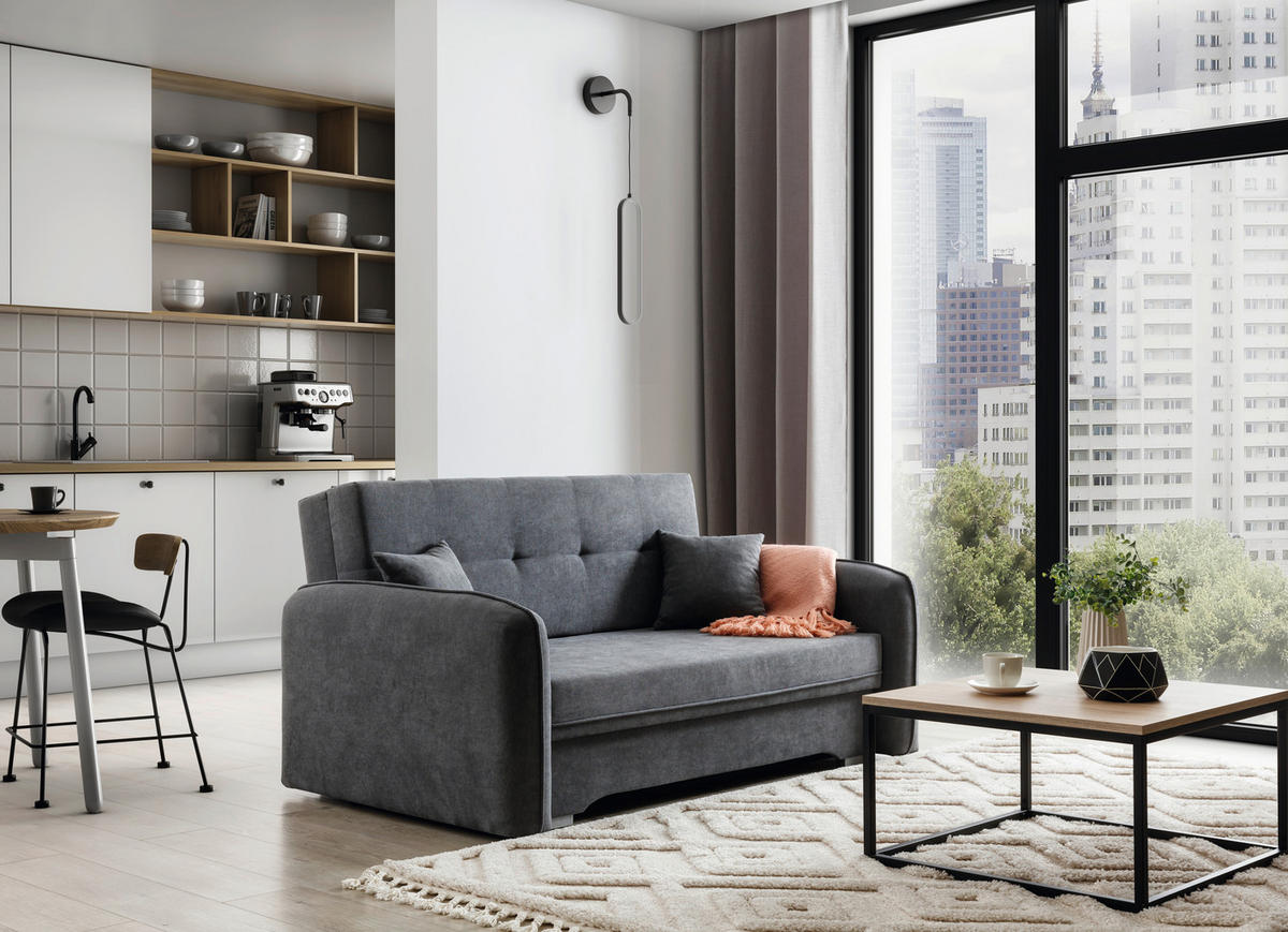 SCHLAFSOFA in Textil Grau  - Silberfarben/Grau, Design, Kunststoff/Textil (155/105/75cm) - MID.YOU